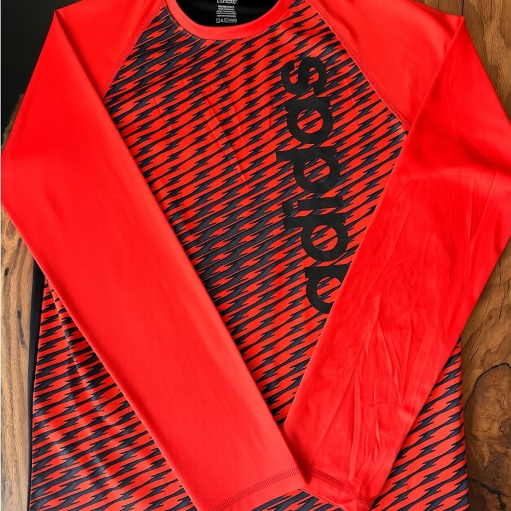 Adidas Boys Long Sleeve Athletic Shirt Size L (14/16) Red Performance Top